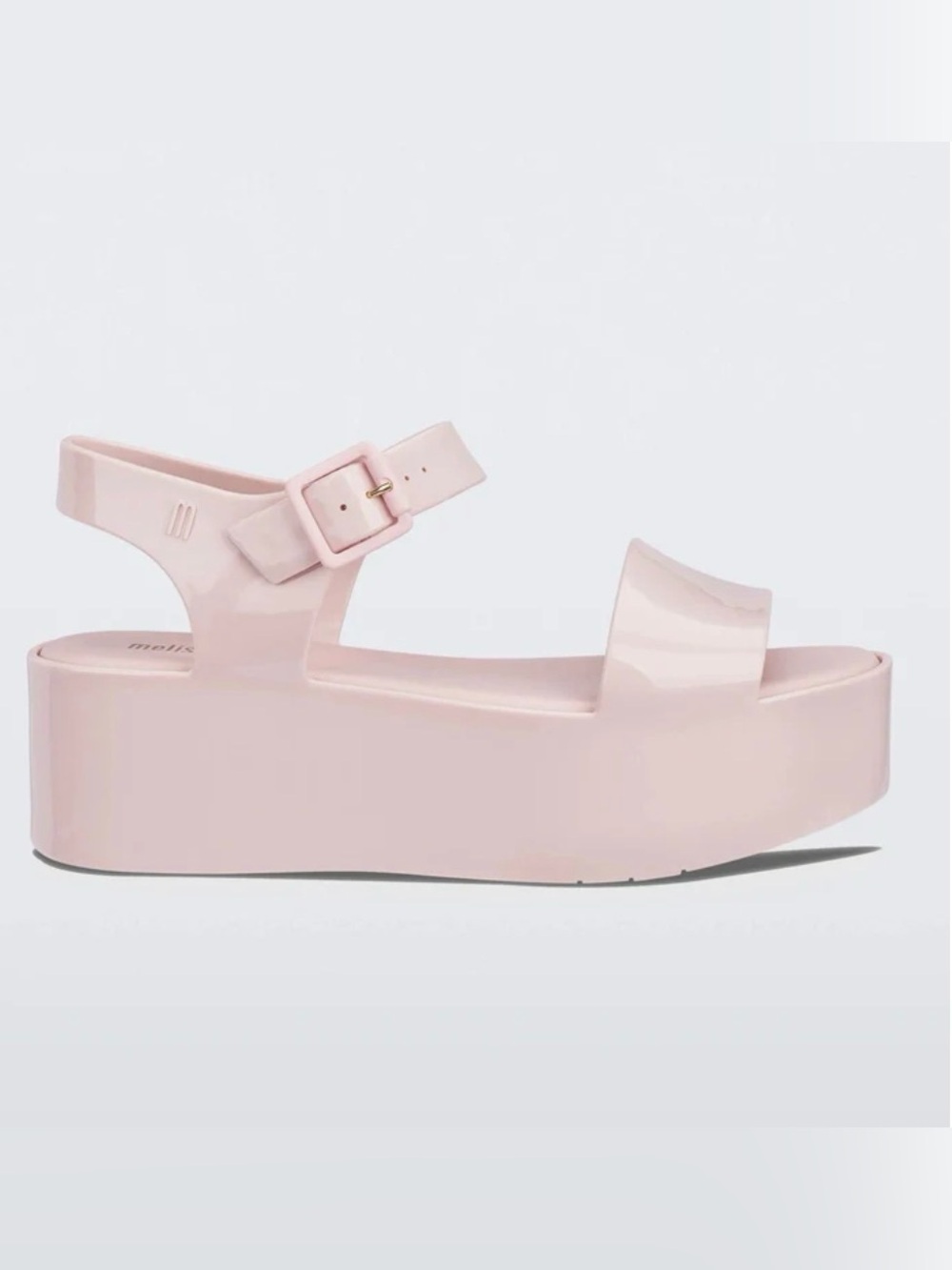 Melissa Mar Platform jelly sandals in light pink, with chunky wedge platform 7
